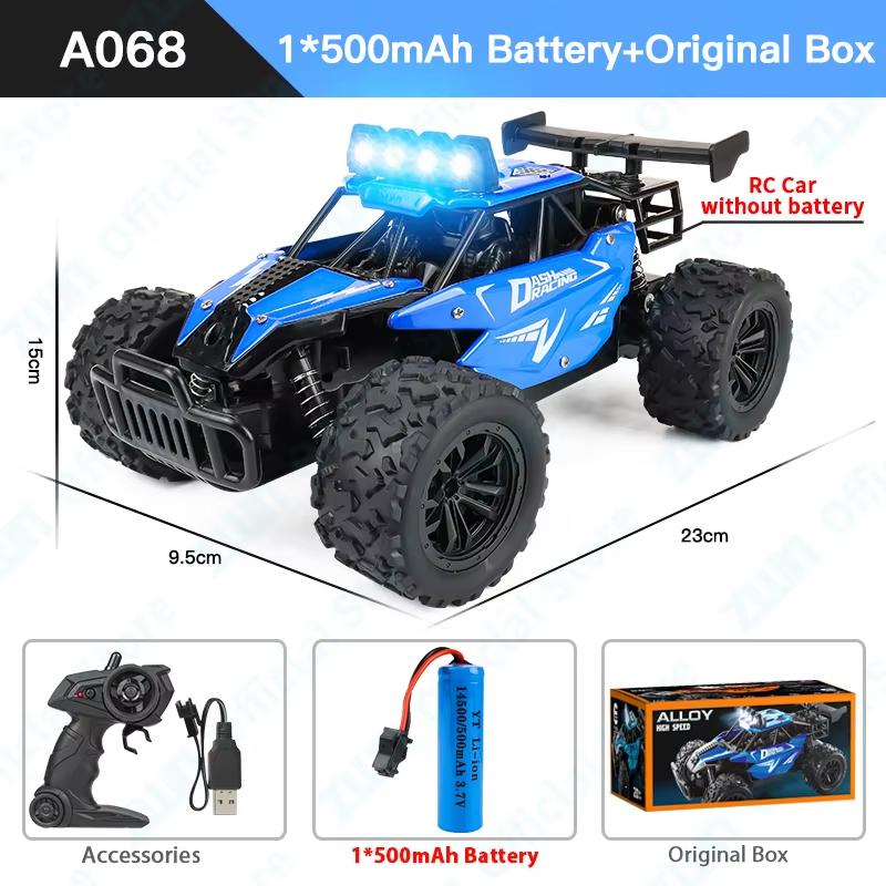 ZWN 1:16 2.4Gh Model RC Car With LED Lights 2WD Off-road Remote Control Climbing Vehicle Outdoor Cars Toys for Boys Girls Gifts