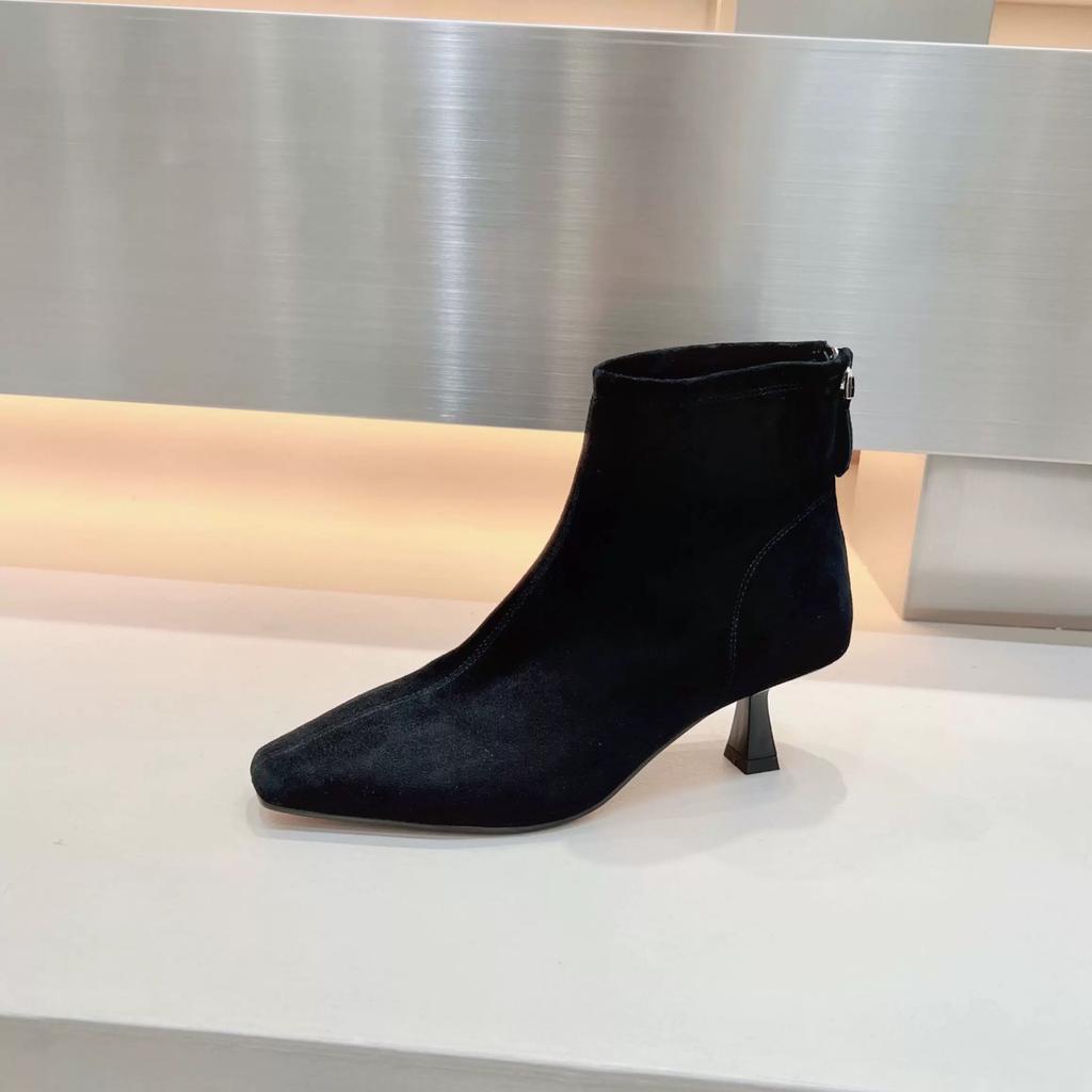 Square Toe Women High Heels Ankle Boots Suede Sexy Shoes Women Fashion Elegant Dress Winter Boots Women Pumps Botas Mujer