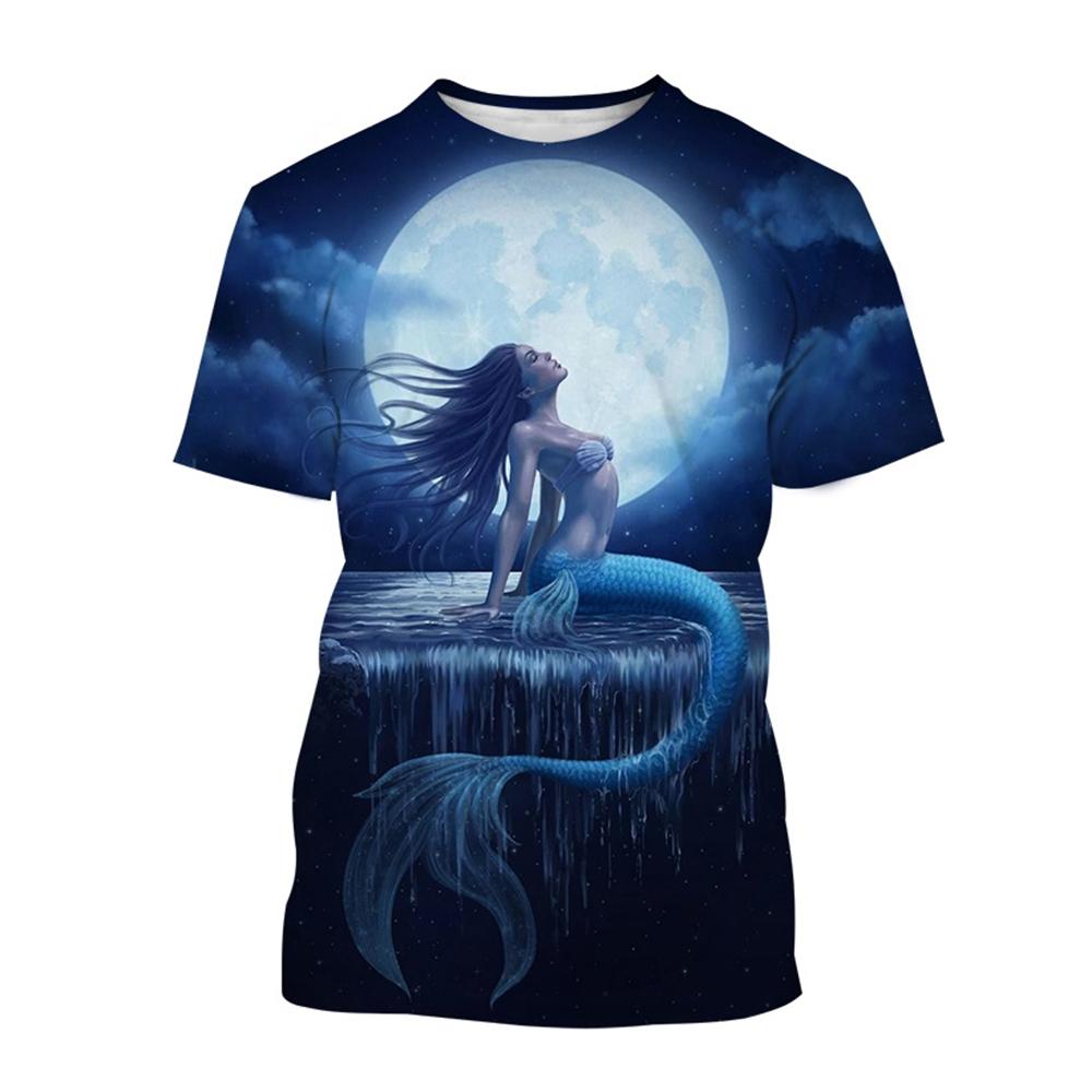 Sexy Mermaid 3D PrintCasual T-Shirts Ocean Girl Fashion Men's Women's Casual Street Harajuku Hip-Hop Street Style T-Shirt Tops