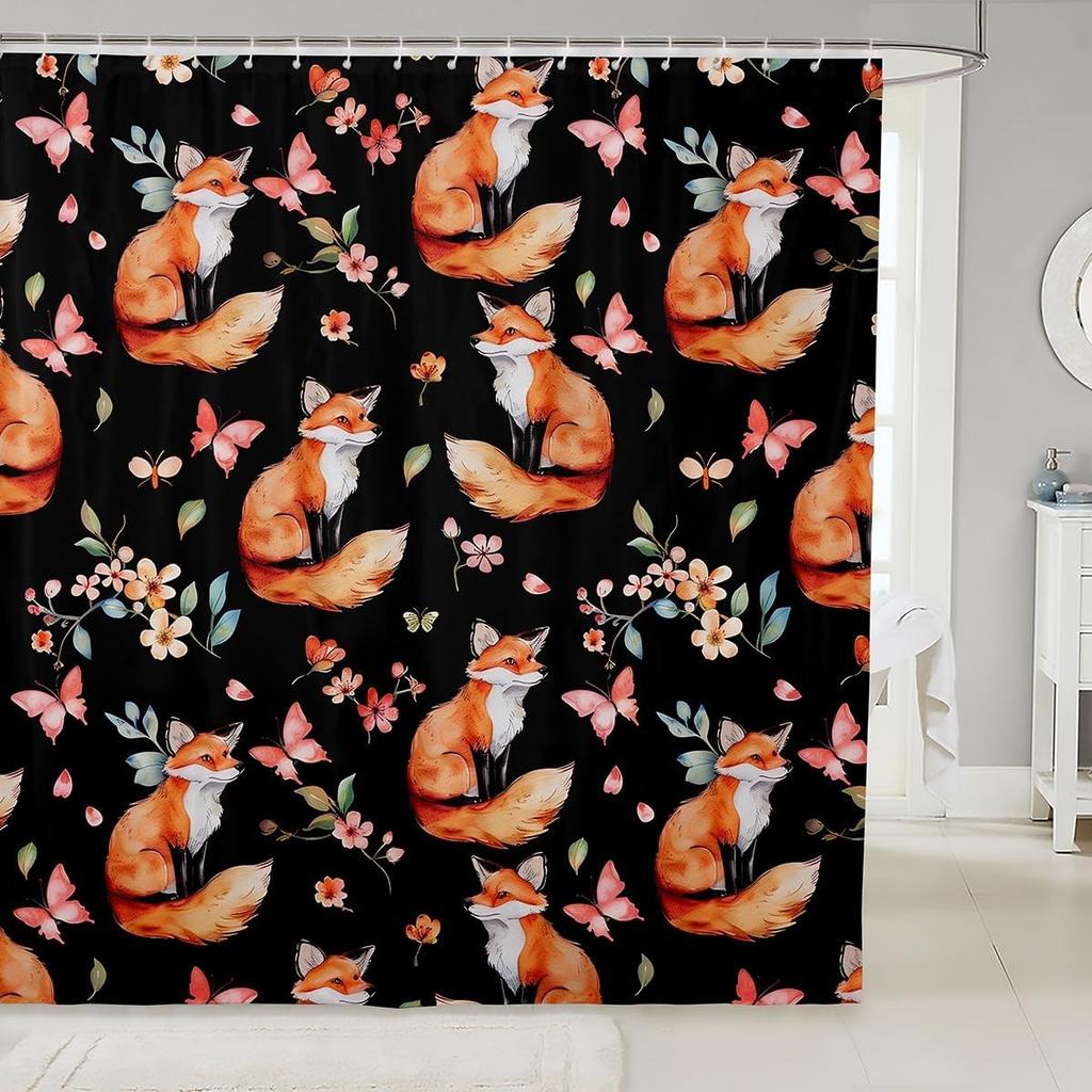 Cat Fabric Shower Curtain for Girls Kids Teen,Colorful Cartoon Animals Bathroom Shower Curtain Sets Cute Pet Shower Curtain