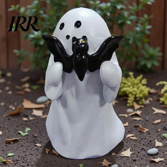Halloween Table Centerpieces Ghost Figurine, Cute Resin Statue, Creative Holding Whimsical Desk Accessories Bat/Drink Tabletop Ornament for