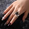 BLINGBAY Damen Vintage Gothic Spinnenring Schwarzer Edelstein Statement Verstellbarer Finger Schmuck für Halloween Party