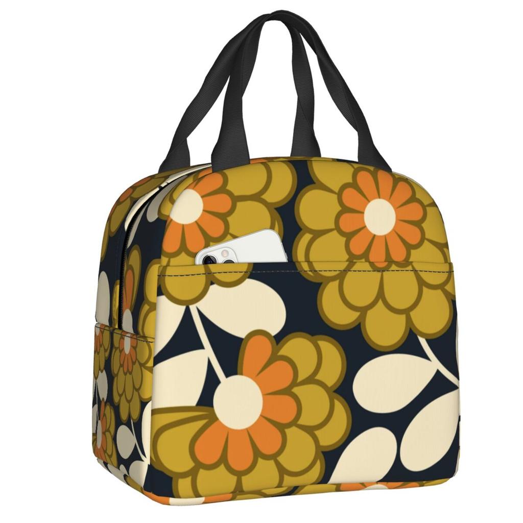 Orla Kiely Flower Scandinavian Geometric Style Insulated Lunch Bags for Camping Travel Waterproof Cooler Thermal Lunch Box