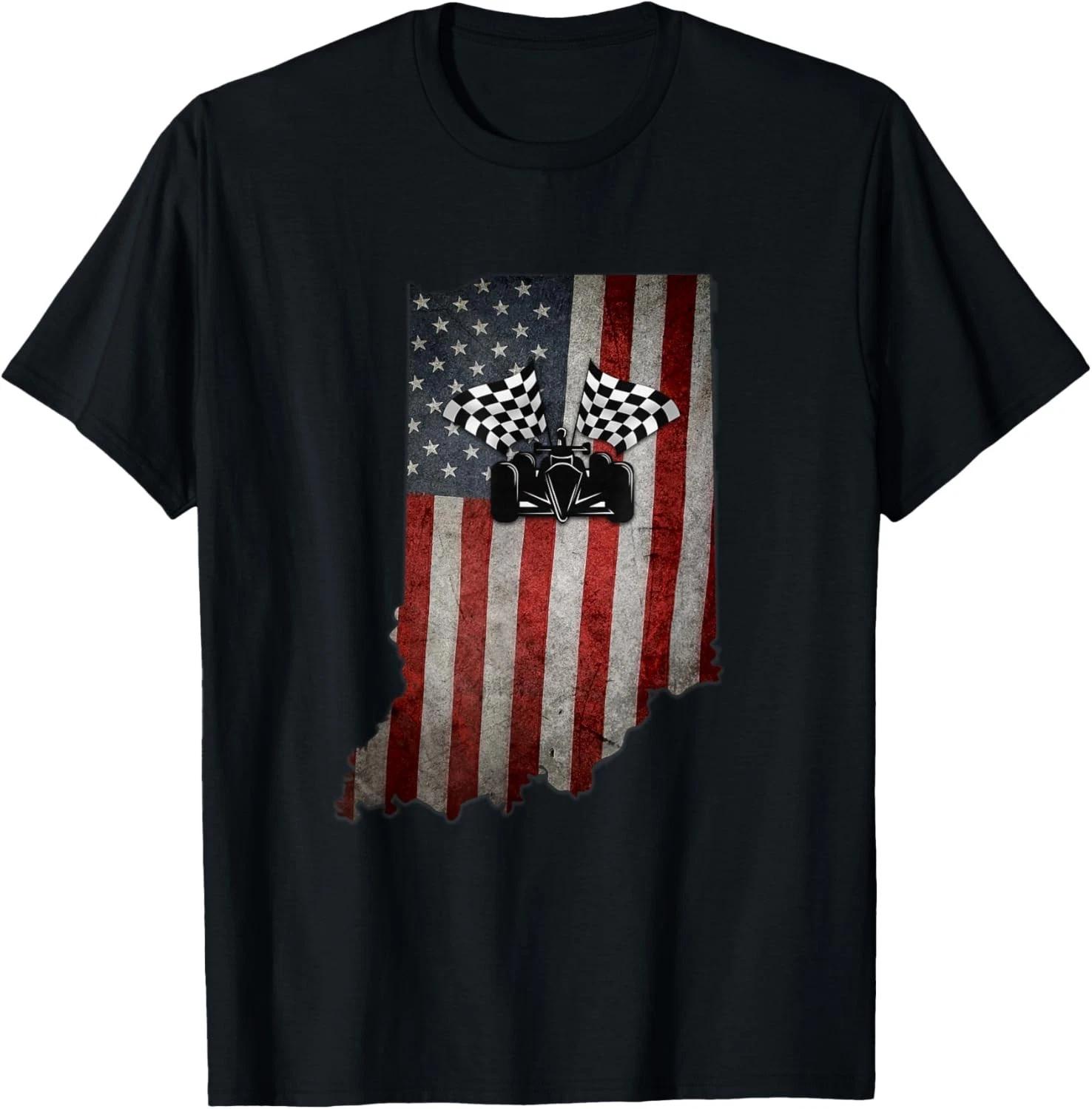 Футболка с гоночным автомобилем штата Индиана Винтажная футболка с потертым видом 2XL
