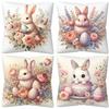 Easter Floral Bunny Print Pillowcase Nordic Home Decor Pillowcase Holiday Bedroom Living Room Decoration Polyester Cushion Cover