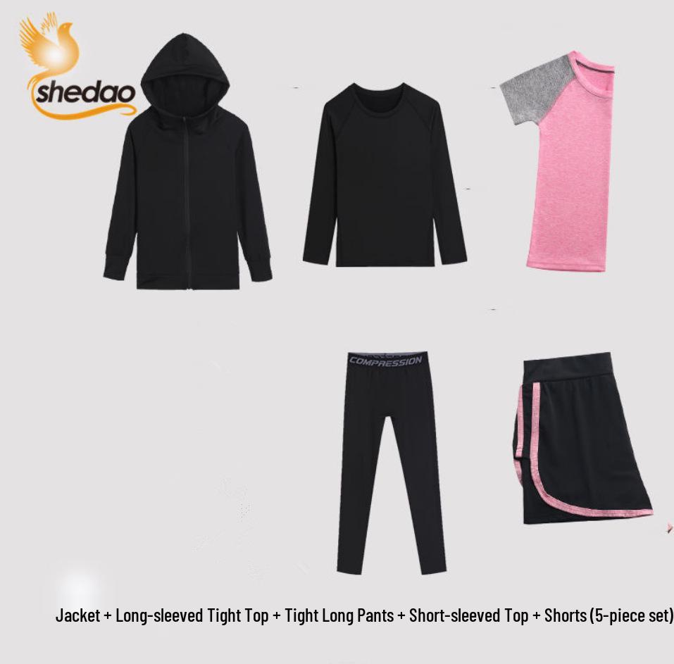 Set Yoga & Sport Asciugatura Rapida per Bambine per il Fitness Estivo - Abbigliamento Sportivo per Bambini per Corsa, Allenamento, Ginnastica e Tennis