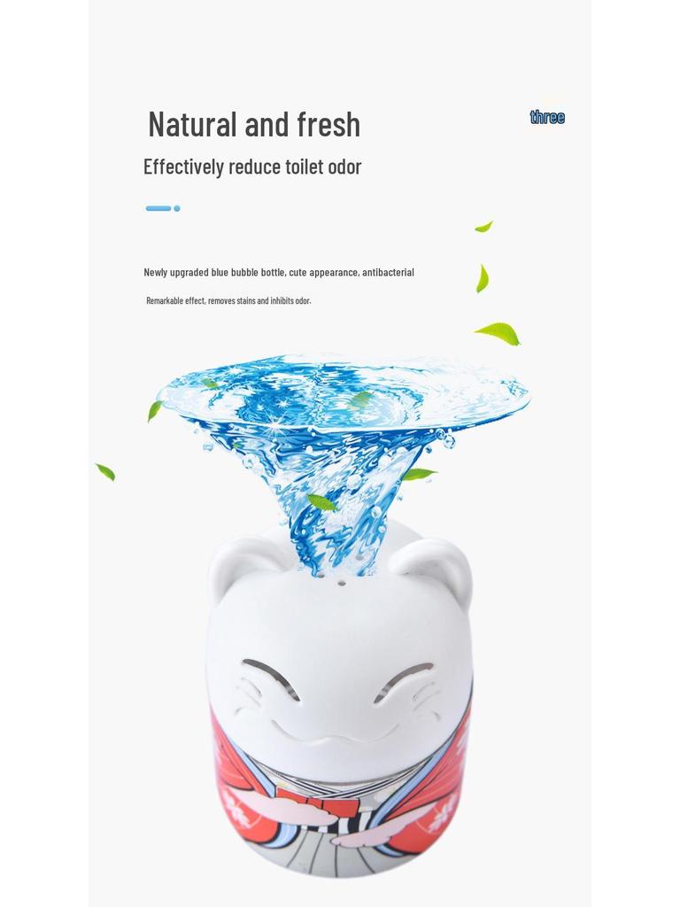Lucky Cat Blue Bubble Toilet Cleaner & Deodorizer - Bathroom Odor Eliminator and Air Freshener
