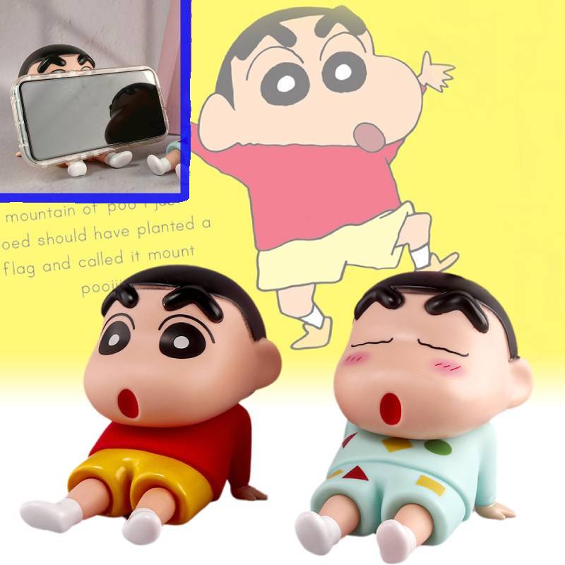 Crayon Chan Shin Phone Holder Toy Figurine Sitting Desk Decor Kids Gift Anime