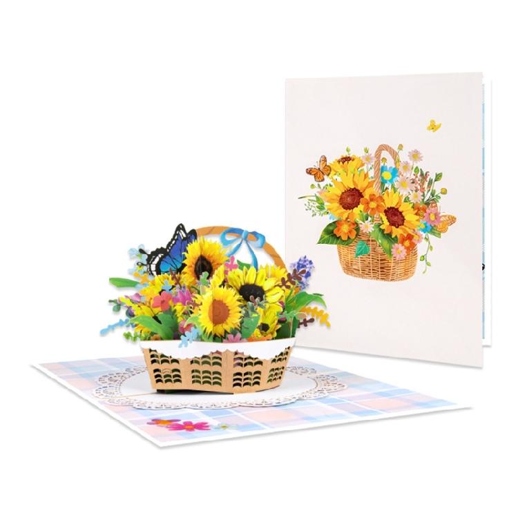 3D Greeting Card with Color Butterfly/Flower Busket Theme Optional for Birthdays, Anniversaries, and Holidays