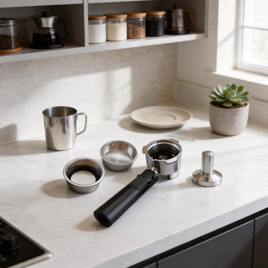 Coffee Machine Filter Holder Kit With Alloy Material Black Finish For Home Baristas
