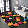 Vintage Floral Tulip Patterned Floor Mat, Non-slip, Machine Washable, Suitable for Living Rooms, Bedrooms, and Home Décor.