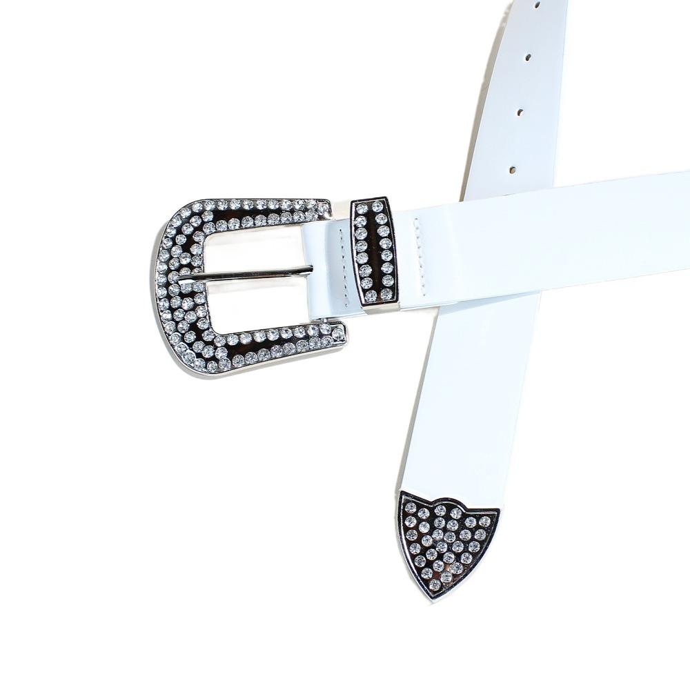 Zinc Zinc Alloy Rhinestone Belt PU Leather Jeans Waistband Simple Women Belt  Party
