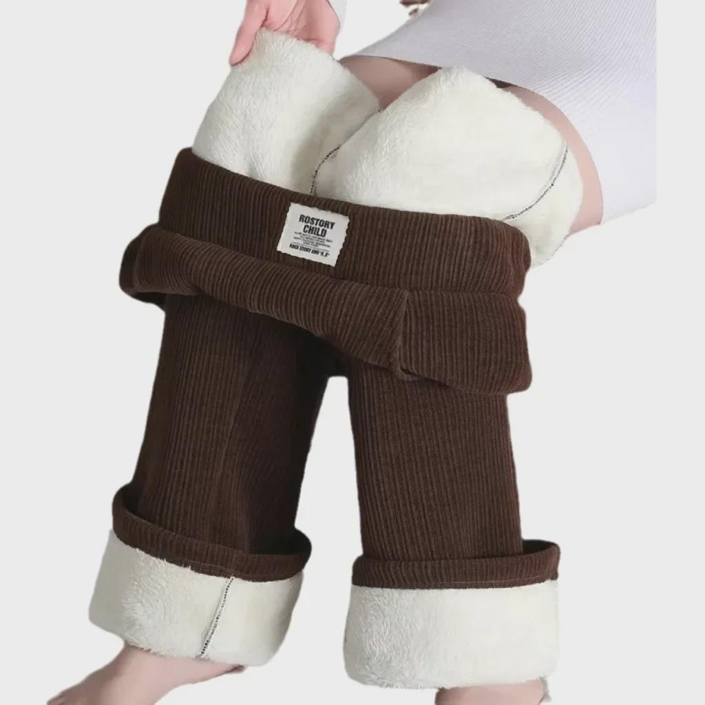 Women's 2024 Autumn/Winter Chenille Wide-Leg High-Waist Velvet-Enhanced Pants