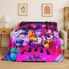 Kpop Demon Hunter Rumi Mira Zoey Cartoon Group Flannel Blanket Soft Warm Throw Blanket for Bedroom Living Room Bed Travel Gift