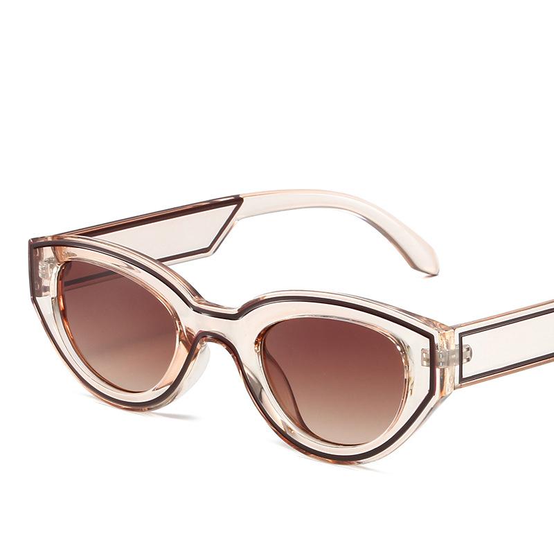 New  Cat Eye Sunglasses Women For Men  Vintage Sun Glasses Luxury Brand Designer Punk Pink Stripe Hip Hop Popular Shades