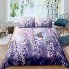 Lavender King Queen Duvet Cover Purple Flower Butterfly Bedding Set Abstract Marble Floral Comforter Cover Polyester Quilt Cover