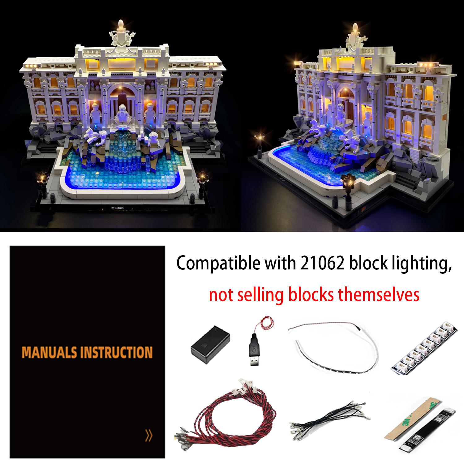 LYBMTWF LED Light Kit Compatible with Lego 21062 Trevi Fountain Building Blocks (NOT Include The Model Bricks) 21062 light kit