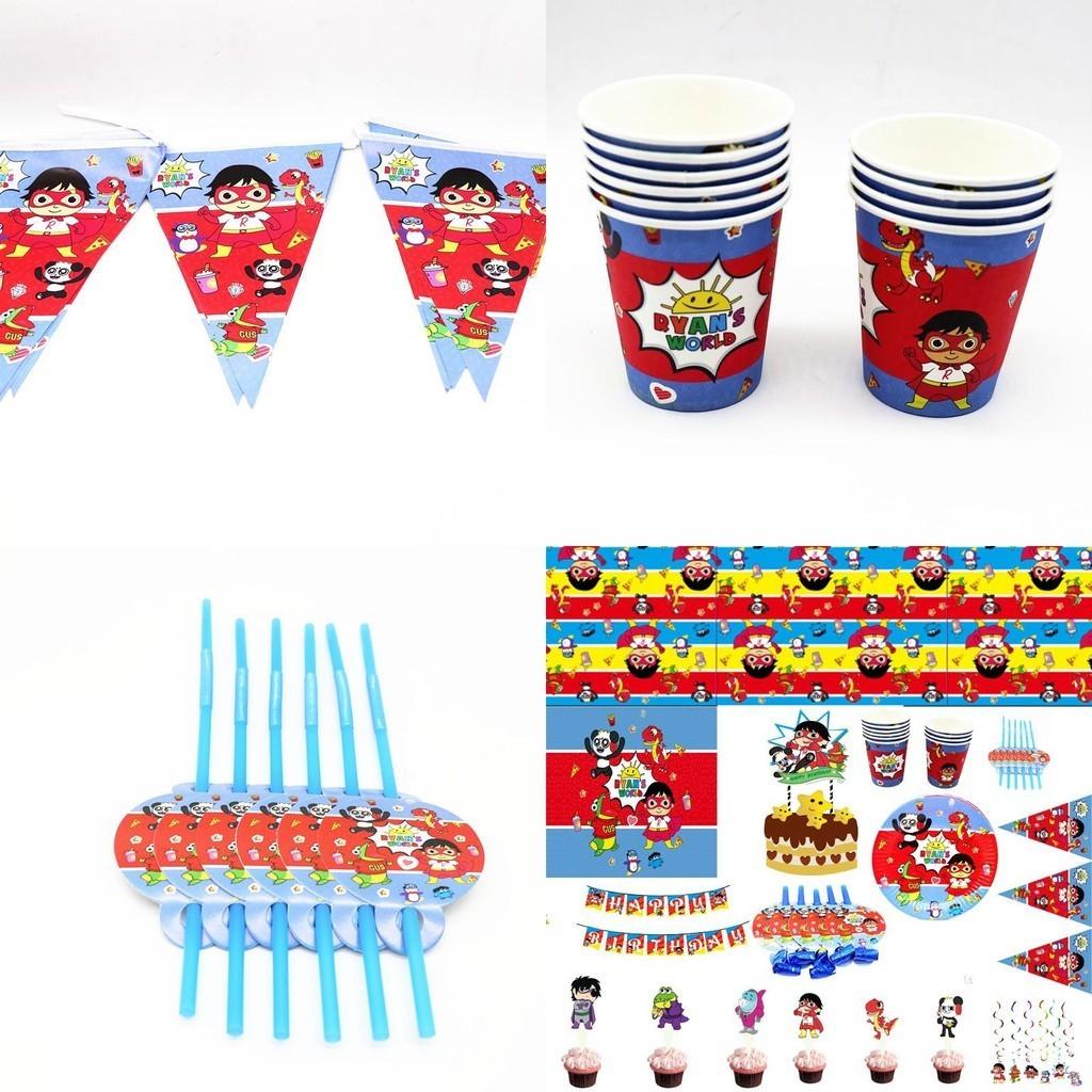Party World Ryans Decoration Tableware Paper Cup Plate Banners Birthday Kids