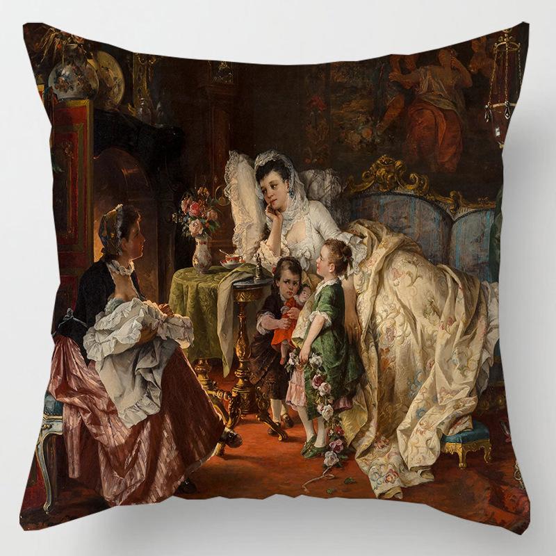 European Court Figures Throw Pillow Cover With Short Plush Print For Living Room Sofa Decoration Cushion Cover Pillow Covers