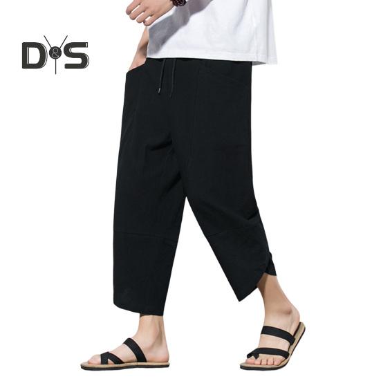 Pantaloni de vară respirabili pentru bărbați, de culoare uni, șic, ocazionali, pantaloni de vară pentru bărbați