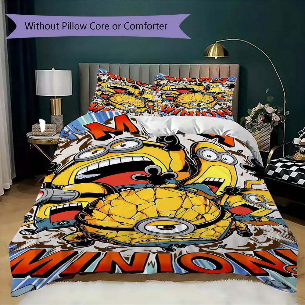 Minions Themed Printed Bedding 3PCS Cute Cartoon Suit For Children Boys Teens Bedroom Home Decoration