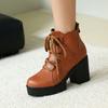 Kurze Stiefel und Stiefeletten Retro Dicke Seile Römische Stiefel Hoher Absatz Professionelle Stiefel 40-46 Große Größen Stiefel