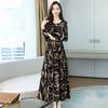 Direct supply g has pockets, autumn clothes, long sleeves, lady's mother covers her belly and looks thin, temperament, knee-length dress