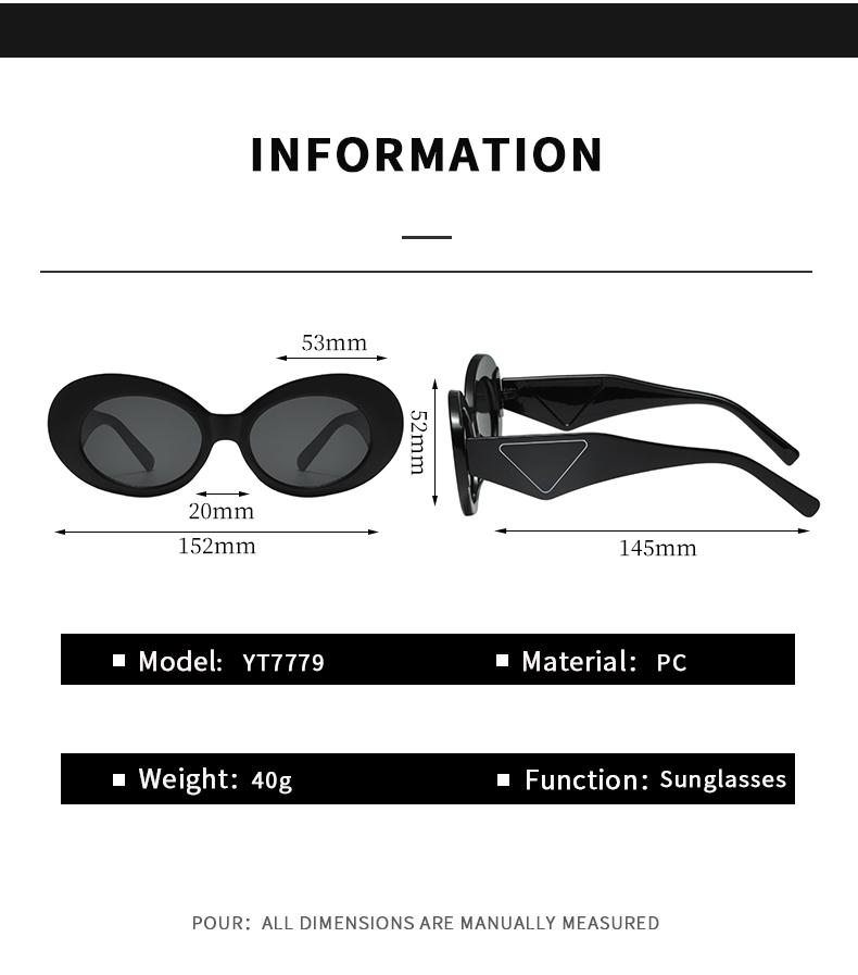 New Fashion Personality Sunglasses Retro Oval Frame Sunglasses For Men And Women Tidal Uv Protection 7779