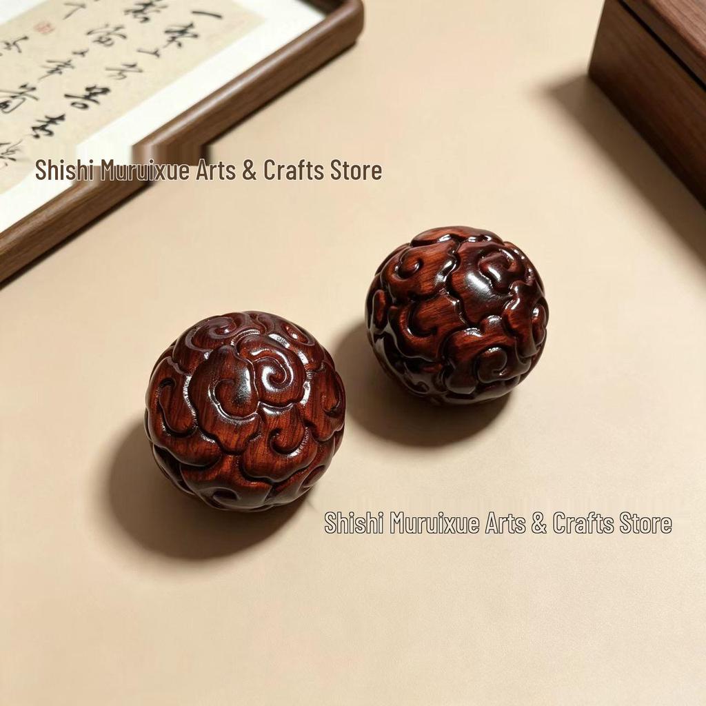 Cypress Wood Lion Head Pixiu Hand Massage Ball for Seniors