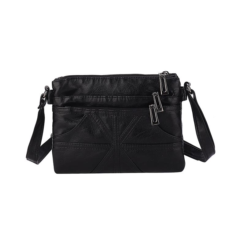 

Женская многослойная сумка через плечо из мягкой кожи, сумка через плечо для матери чёрный