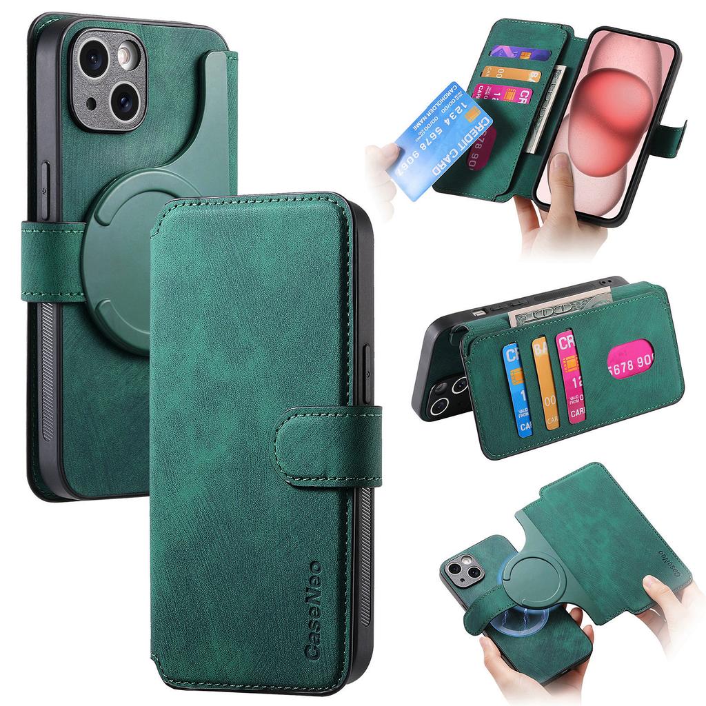 CASENEO MW-03 For iPhone 14 Plus Case with Detachable Wallet Leather+TPU Phone Cover