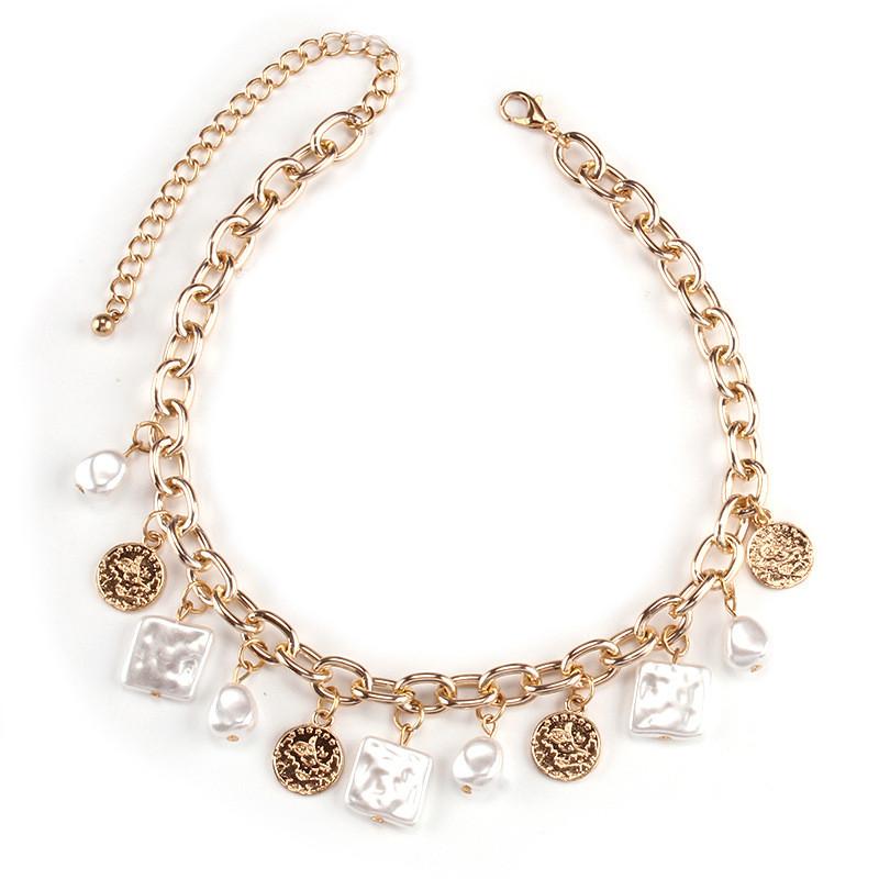 Geometric Gold Silver Alloy Multilayer Necklace For Women Spring 2021