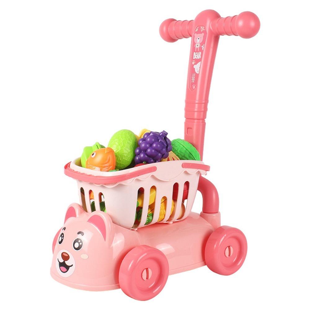 Multicolor Supermarket Trolley Toy Simulation Pretend Shopping Playset Toy  Indoor Play
