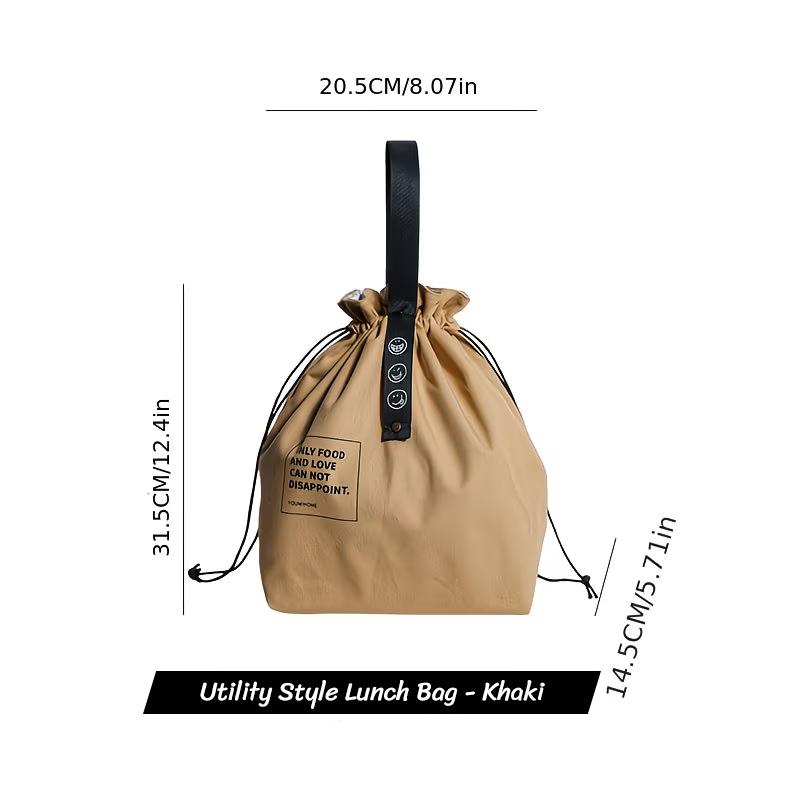 

Japanese Style Insulated Bento Lunch Tote Bag Drawstring Closure Thermal Food-Safe Lunch Bag for Work School Picnic хаки