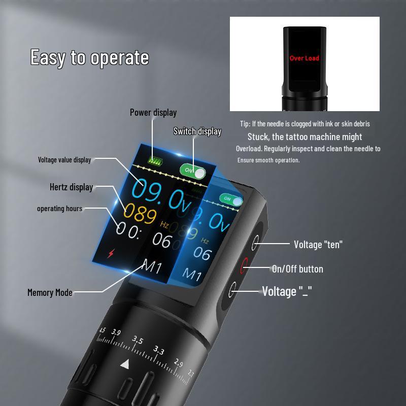 Yilong Wireless Adjustable Stroke Tattoo Pen with Color Screen