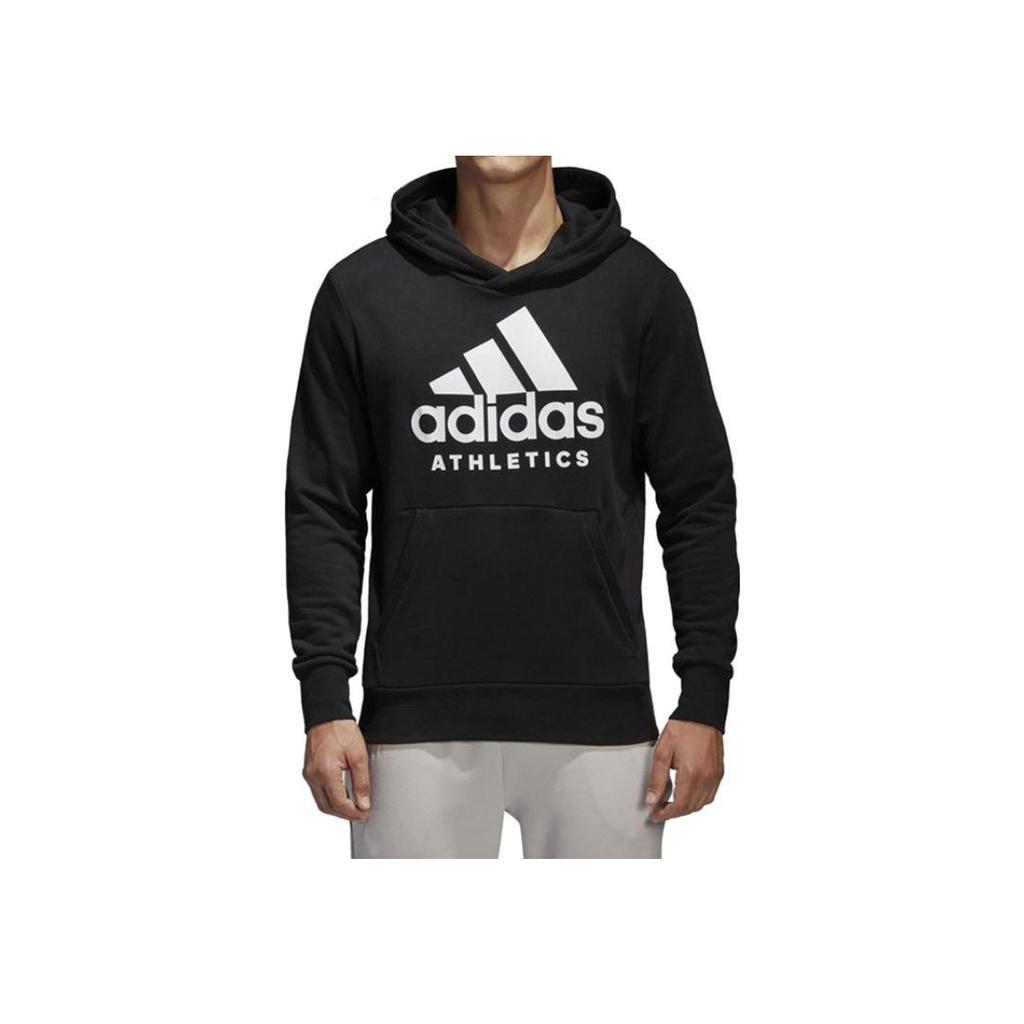Adidas Solid Color Logo Print Hoodie Men Hoodies Black BR4747