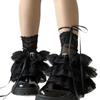 Women Ruffle Lace Leg Warmer Sweet Over the Calf Socks Mesh Flared Leg Socks Princess Leg Sleeves Halloween Costumes