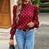 Women Loose Printed Blouses Long Sleeve Round Neck Commuting Autumn Winter