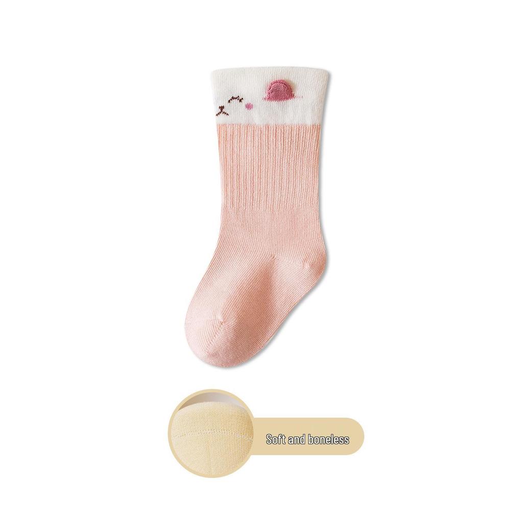 Cartoon Loose-Fit Baby Socks (Spring/Autumn) – Mid-Calf High, Boneless, Unisex for Newborns