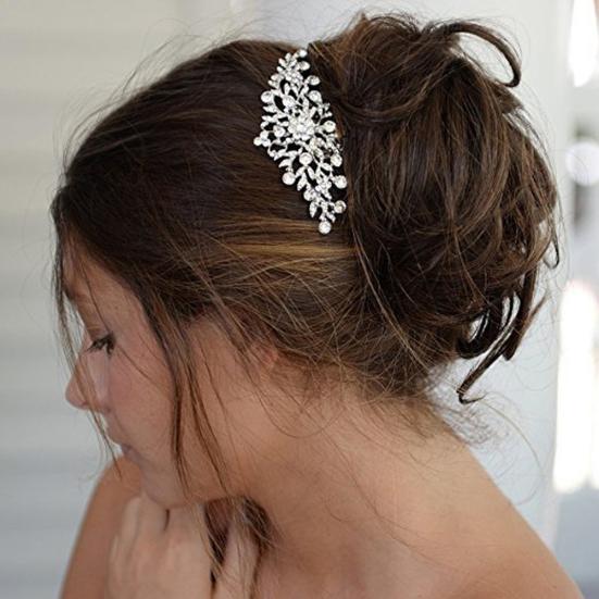 Elegant Rhinestone Inlaid Women Hairpin Wedding Banquet Bridal Comb Headdress
