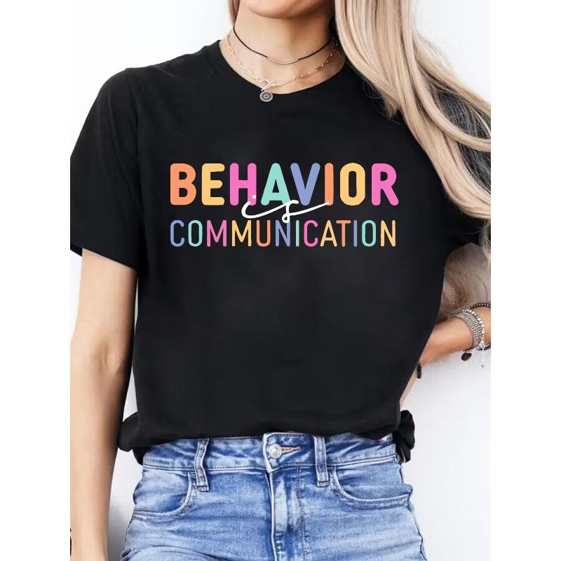 

Plus Size Women s Ich Muss Gar Nichts Ich Muss Nur An Die Ostsee Print Tee Short Sleeve Crew Neck Casual Spring Summer Top 4XL чорний