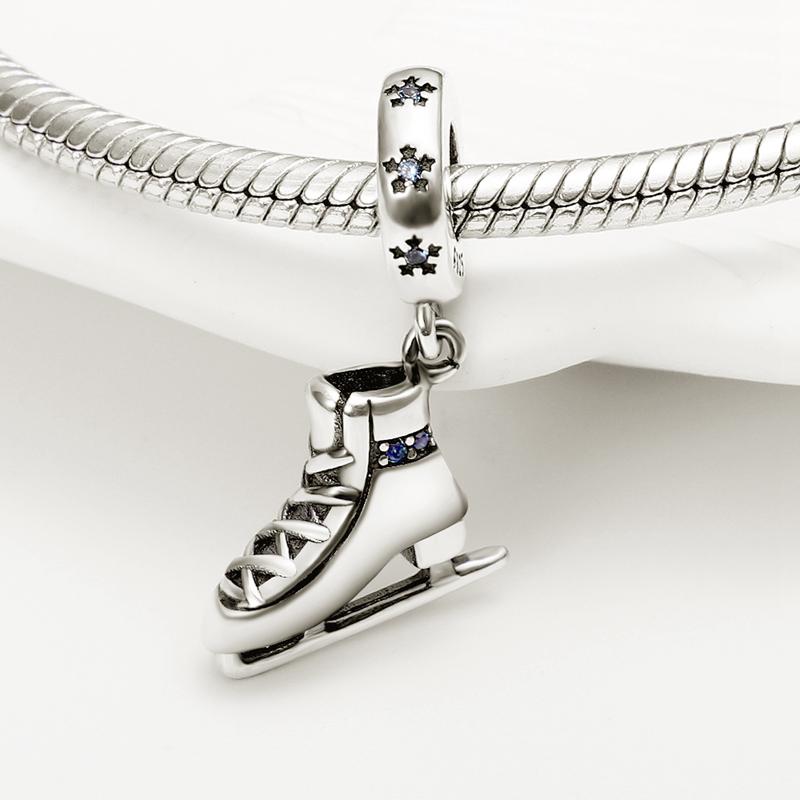 Sport Love Dangle Charm Fit Armband Halskette 925 Silber Skate Schuhe Perlen Anhänger Silber 925 Original Schmuck