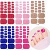 22Tips Vibrant Glitter Toenail Stickers Solid Color Full Cover Toenail Polish Strips Summer Self Adhesive DIY Foot Decals