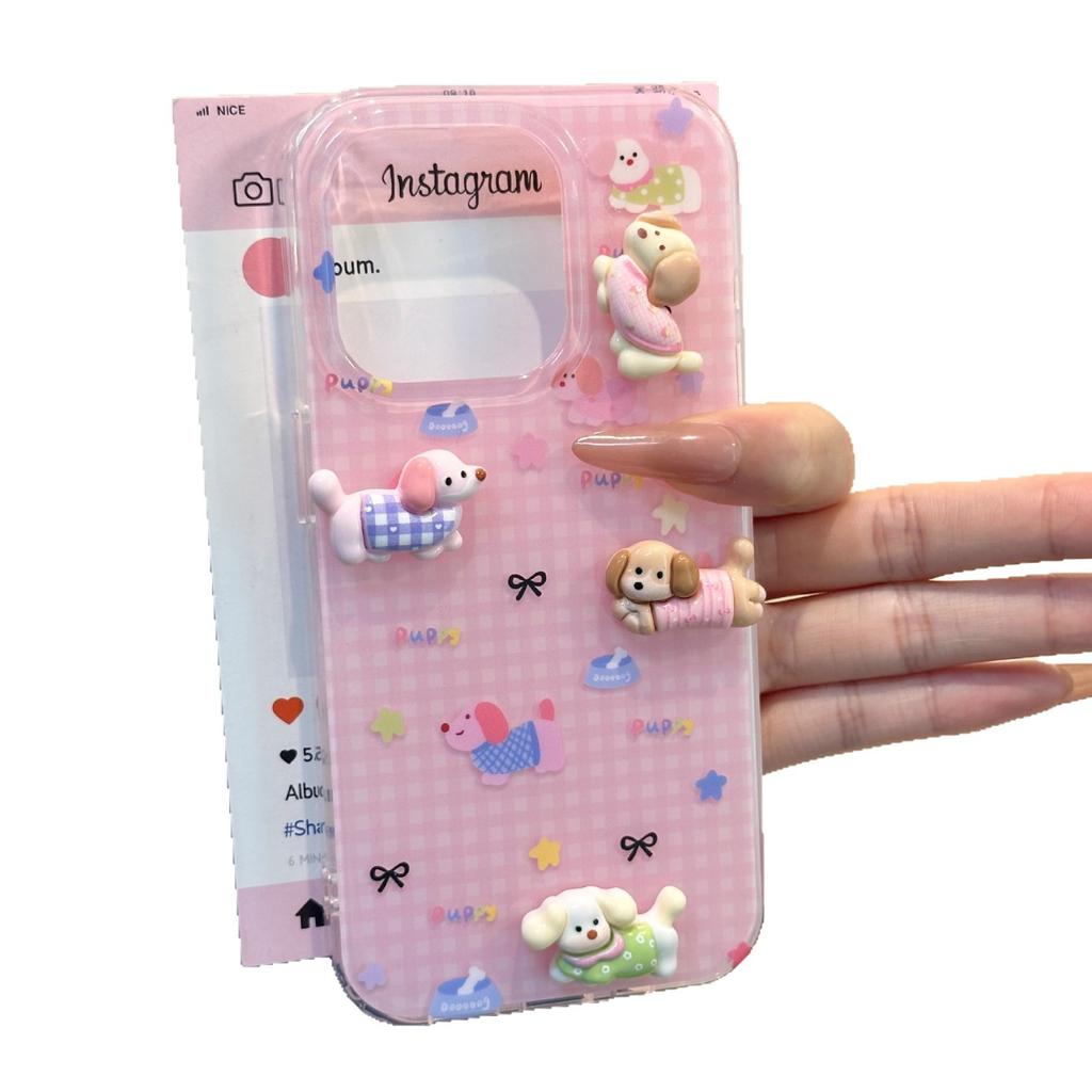 Single Layer Three-dimensional Puppy for IPhone16promax Mobile Phone Case15pro New High-end Sense13anti-fall14