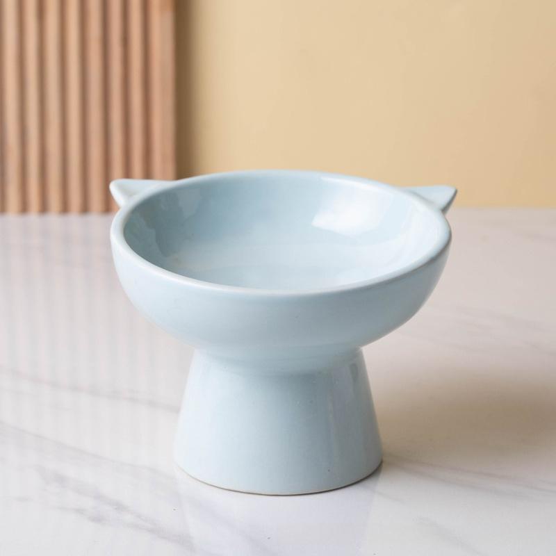 Cat Bowl High Foot Neck Protection Cervical Vertebrate Mouth Cat Bowl Ceramic Cat Bowl Drinking Bowl Pet Cute Cat Basin Supplies
