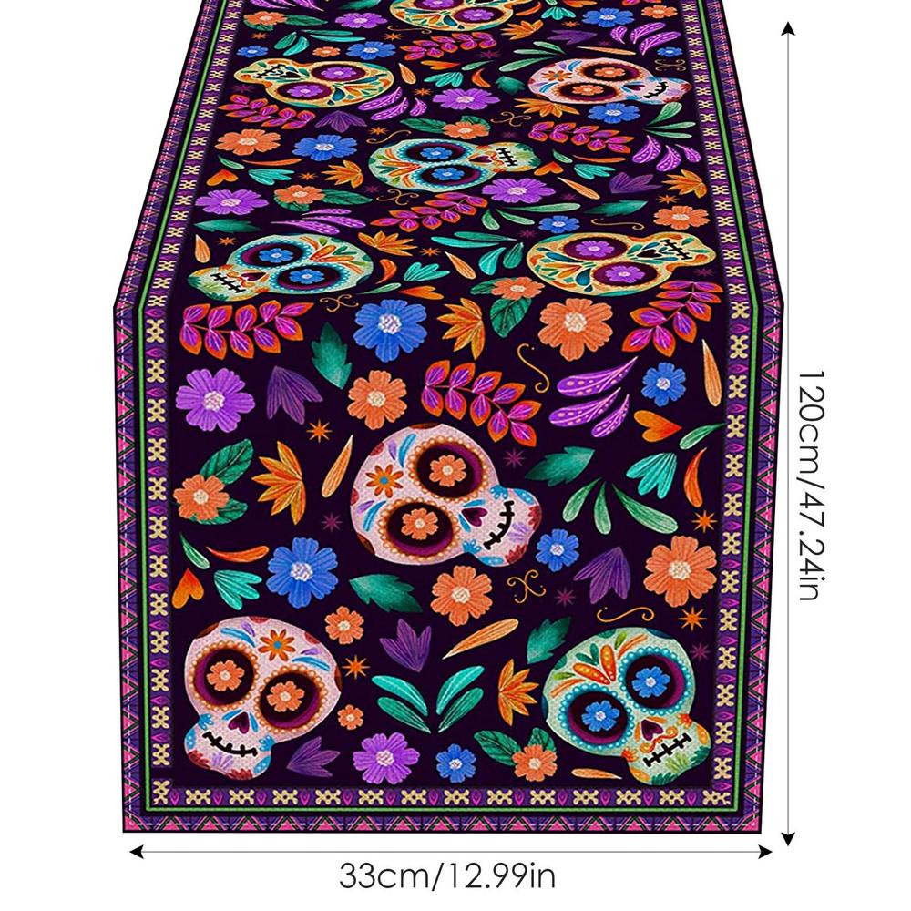 Mexican Skull Tablecloths Rustic Linen Table Cloth Mexican Theme Party Supplies Day Of The Dead Altar Decorations For Festival