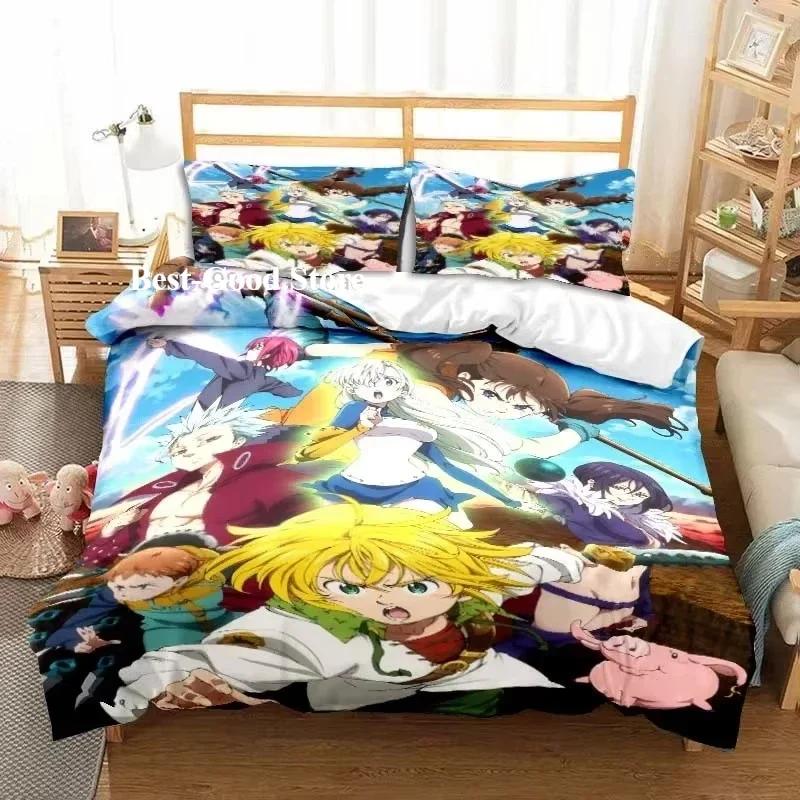 Nouvel Anime Les Sept Péchés Capitaux Al Saison Ensemble Lit Jumeau Ensemble de Linge de Lit Imprimé Avec Taie d'Oreiller Lit Doux Housse de Couette Douce Simple Double