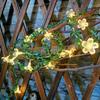 LED rattan peach blossom light string small light simulation flower wreath battery box flower decoration light Christmas party