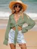 Long-Sleeve Bamboo Cotton Beach Cover-Up with Front Tie for Women