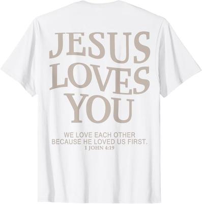 Gesù Ti Ama T-shirt Grafica Cristiana
